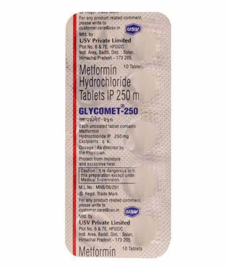 Glycomet 250mg Tablet ( Metformin 250Mg ) | Pocket Chemist